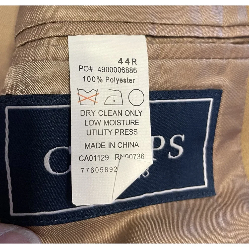 Chaps Suit Jacket‎ Faux Suede Mens 44R Sport Coat Blazer Tan